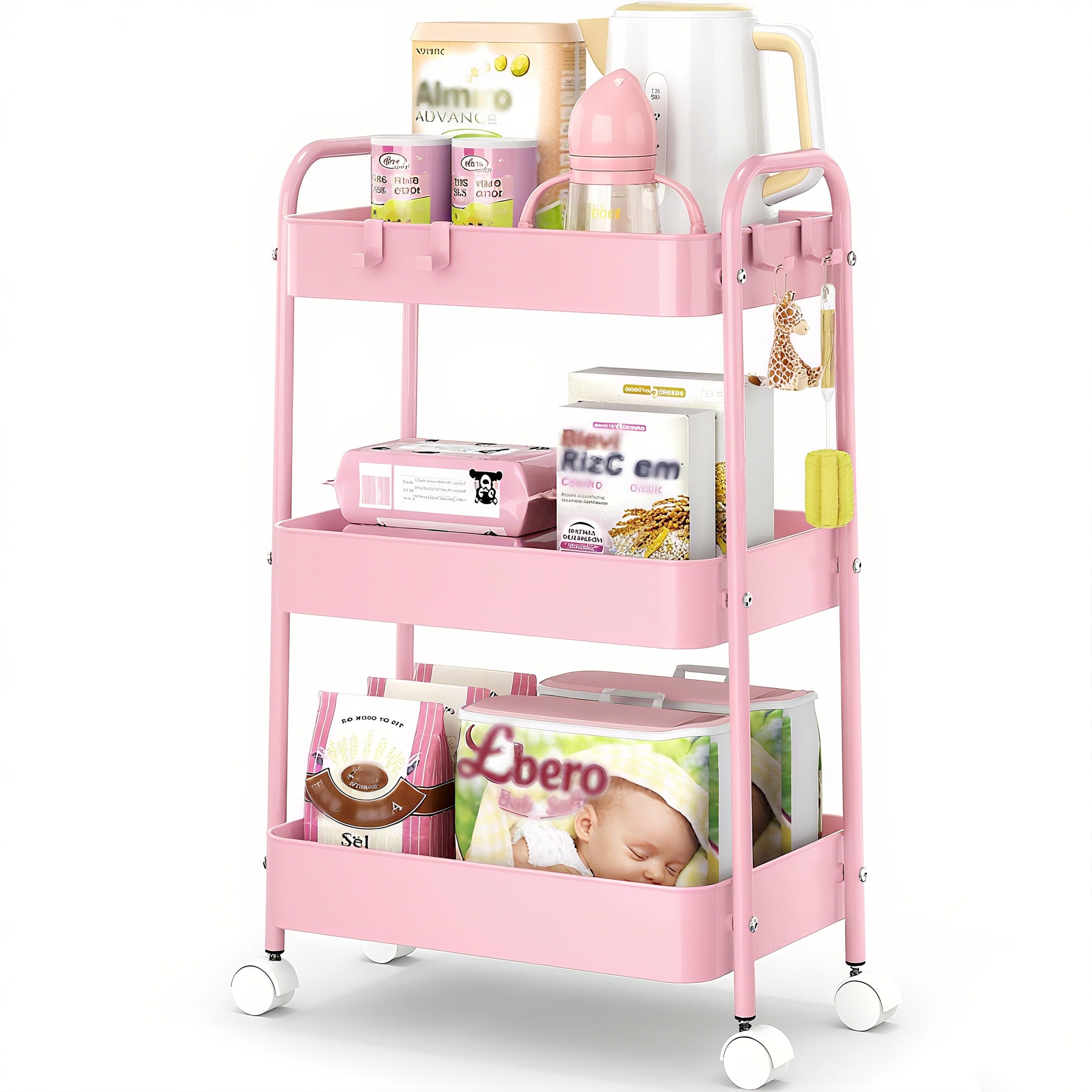 Baby Nursery Trolley - Carrito de almacenamiento de 3 niveles
