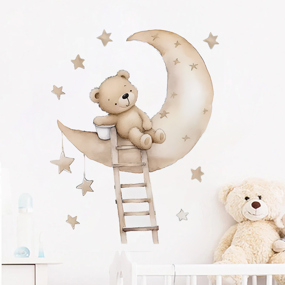 Baby Nursery Decor Boy - Lindo oso estrella nube pegatinas de