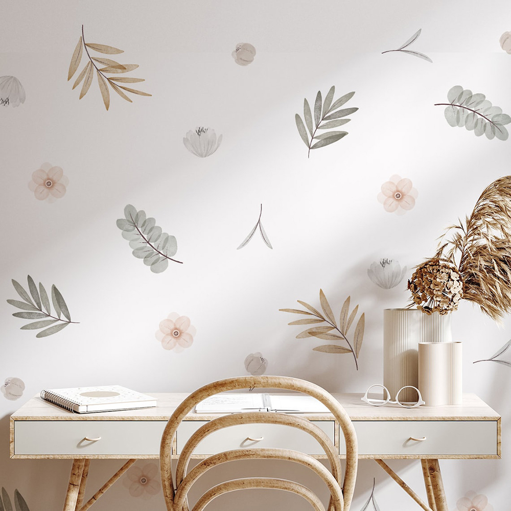 Baby Nursery Accessories - Calcomanías de pared botánicas de hojas