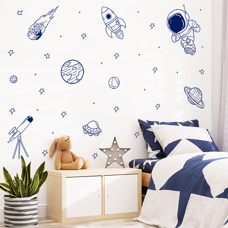 Baby Nursery Decor Boy - Pegatina de pared autoadhesiva con diseño