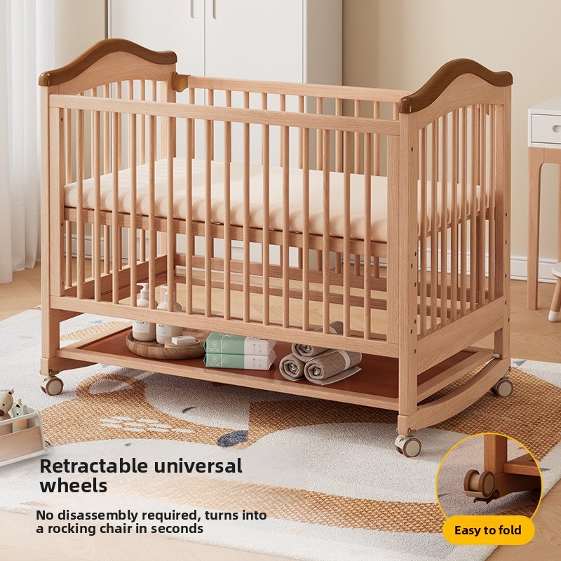 Cuna de bebé de madera maciza, - Convertible Crib Set reseña y precio