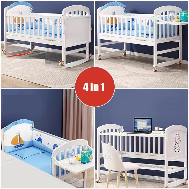 Cuna de madera para bebé con m - Convertible Crib Set reseña y precio