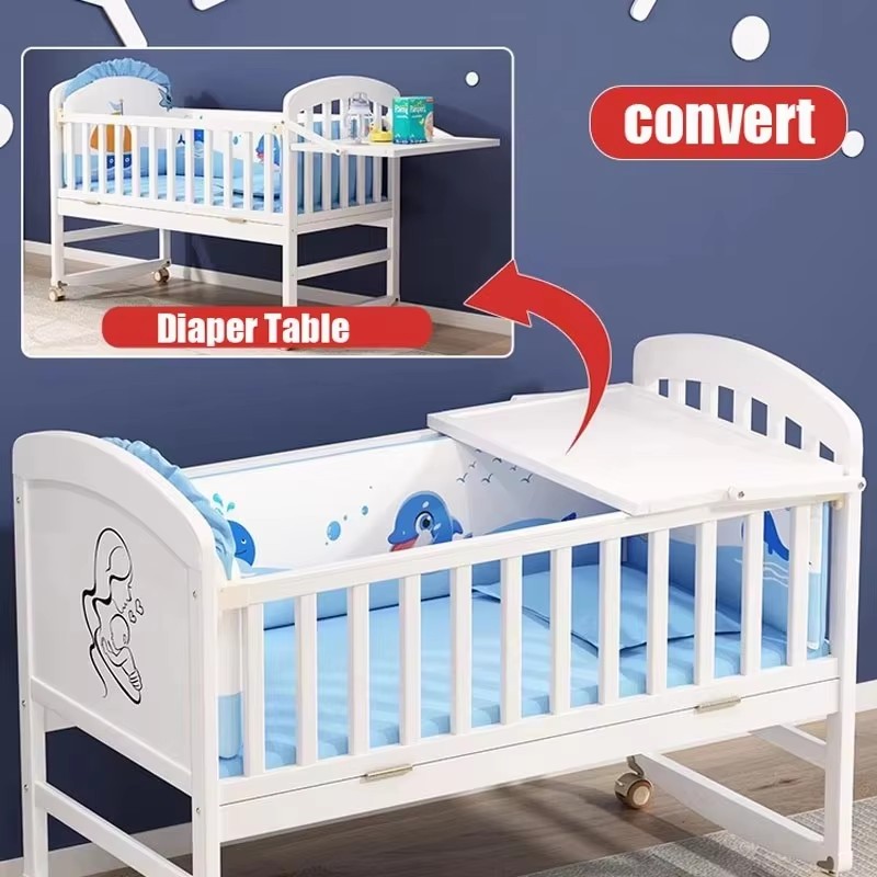 Cuna de madera para bebé con m - Convertible Crib Set reseña y precio